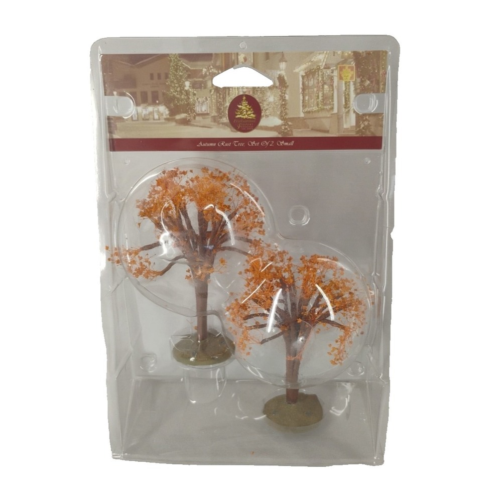 Pumpkin Hollow Lemax Village Autumn Rust Trees Set 2 Fall Trees 4" NIP